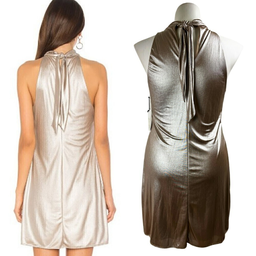 Bailey 44 Women Size L Director Cut Gold Matallic Shift Pullover Mini NEW Dress - Picture 17 of 17